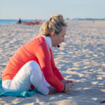 View of teacher demonstrating yoga